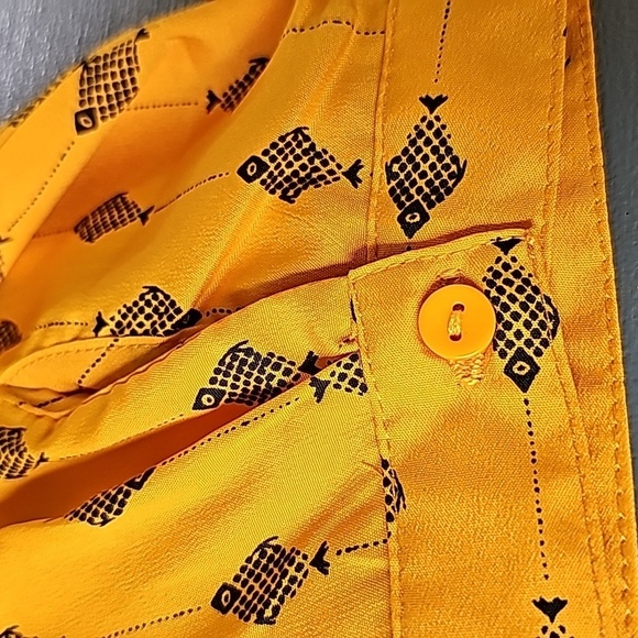 Tamsy blouse Size XL mustard yellow with black geometric,  Henley long‎ s… - Picture 9 of 11